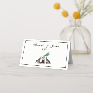 Vintage Heraldic Falcons With Hand Crest Emblem Place Card