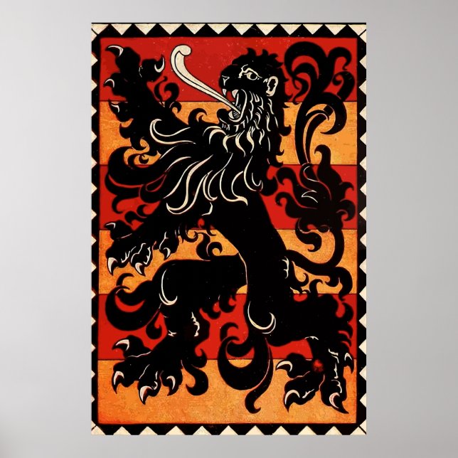 Vintage Heraldic Lion (Belgium) Poster (Front)