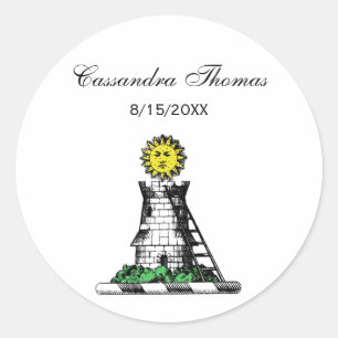 Vintage Heraldic Mediaeval Castle Emblem Crest Classic Round Sticker