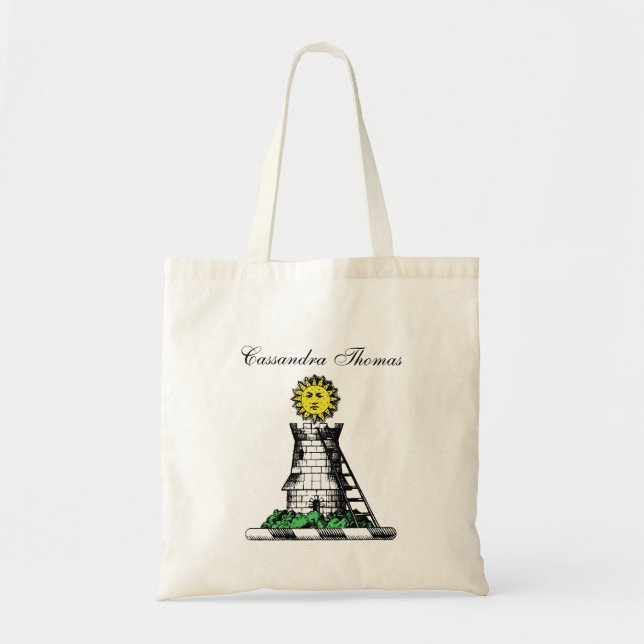 Vintage Heraldic Mediaeval Castle Emblem Crest Tote Bag (Front)
