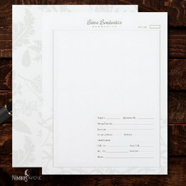 Vintage Herbarium Plant White Specimen Sheet Custom Letterhead