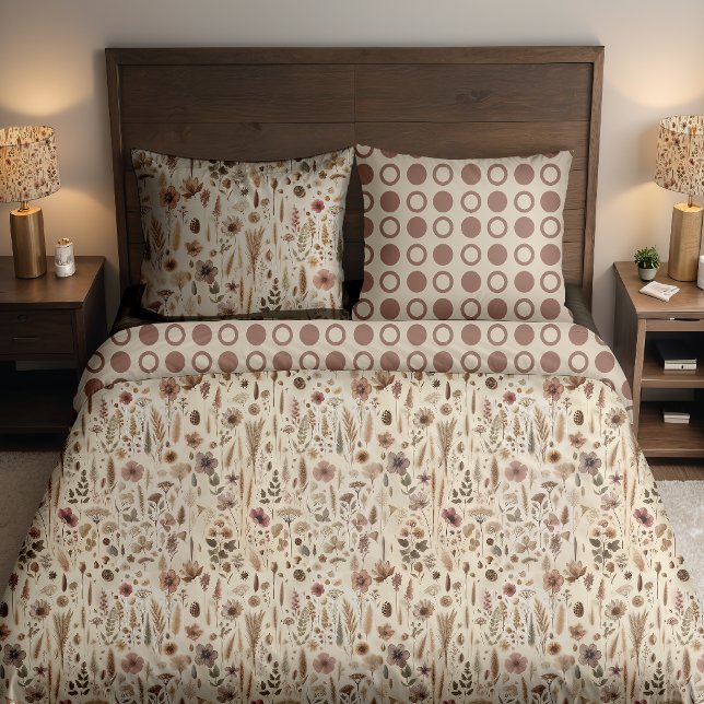 Vintage Herbarium Pressed Flower Botanical Pillowcase (Pillowcase Reversible)