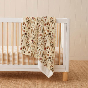 Vintage Herbarium Pressed Flower Cosy Sherpa Blanket