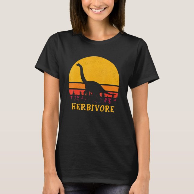 Vintage Herbivore Team Dinosaur Vegan Veggies Vege T-Shirt (Front)