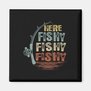 Vintage Here-fishy Shirt Funny Fishing  Magnet