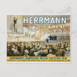 Vintage Herermann The Great Magic Poster Postcard