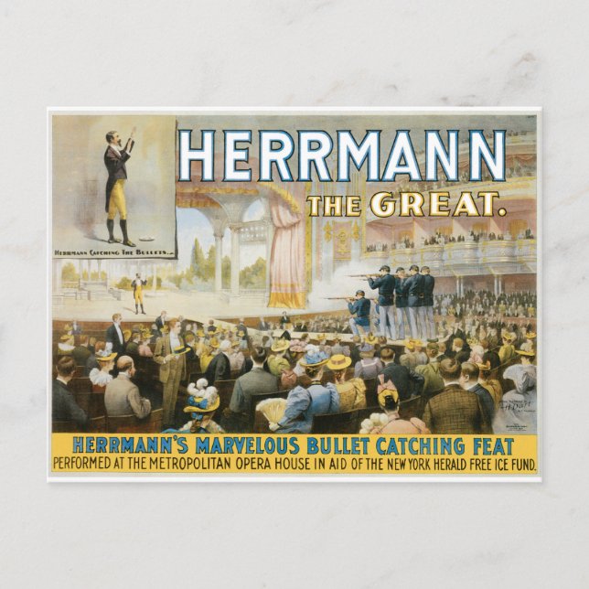 Vintage Herermann The Great Magic Poster Postcard (Front)