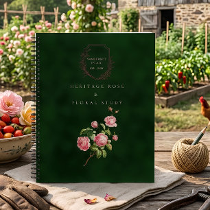 Vintage Heritage Dark Green Garden Rose Notebook