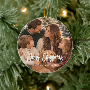 Vintage Heritage Family Photo Christmas Card   Per Ceramic Tree Decoration