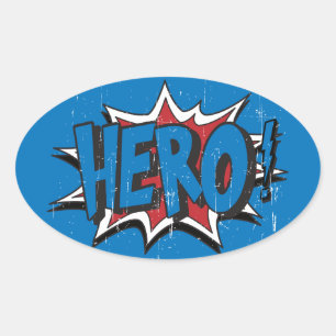 Vintage Hero Art Graphic Super Heroes Art Oval Sticker