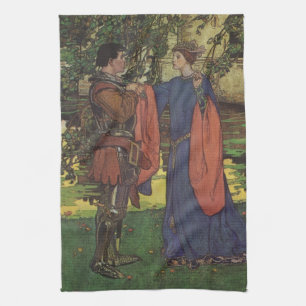 Vintage Hero Prince Knight Shining Armour Princess Tea Towel