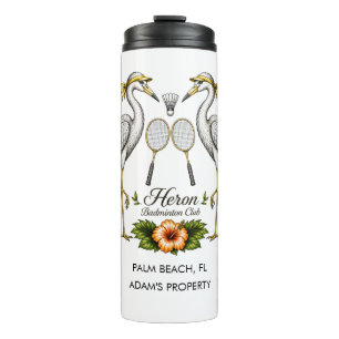 Vintage Heron Badminton Club Personalised Thermal Tumbler