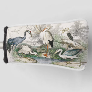 Vintage Heron Stork and Crane Nature Art Print Golf Head Cover