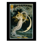 Herrmann ~ Maid of the Moon Vintage Magician Act Postcard | Zazzle