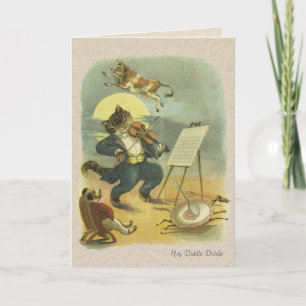 Vintage Hey Diddle Diddle Nursery Rhyme Restored Note Card
