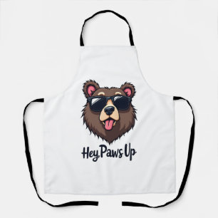Vintage Hey Paws Up Bear with Sunglasses Funny Dog Apron