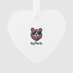 Vintage Hey Paws Up Bear with Sunglasses Funny Dog Ornament
