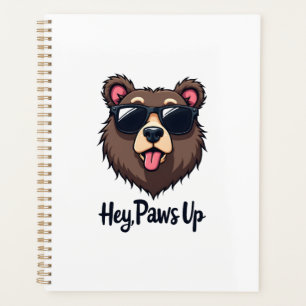 Vintage Hey Paws Up Bear with Sunglasses Funny Dog Planner