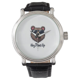 Vintage Hey Paws Up Bear with Sunglasses Funny Dog Watch
