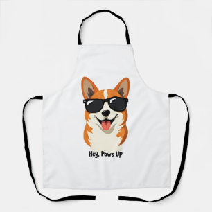 Vintage Hey, Paws Up Corgi with Sunglasses Cute Do Apron