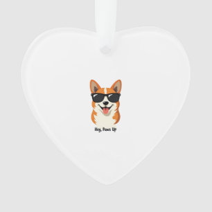 Vintage Hey, Paws Up Corgi with Sunglasses Cute Do Ornament