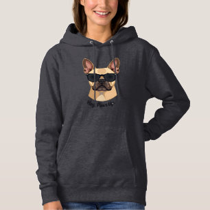 Vintage Hey, Paws Up French Bulldog Sunglasses Gra Hoodie