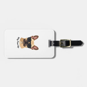 Vintage Hey, Paws Up French Bulldog Sunglasses Gra Luggage Tag