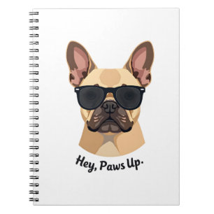 Vintage Hey, Paws Up French Bulldog Sunglasses Gra Notebook