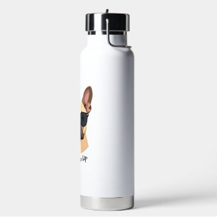 Vintage Hey, Paws Up French Bulldog Sunglasses Gra Water Bottle