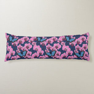 Vintage Hibiscus Botanical and Hummingbird Body Cushion