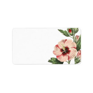 Vintage Hibiscus Floral Blank Mailing Labels
