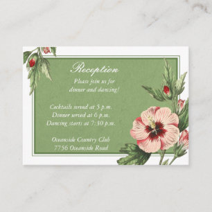 Vintage Hibiscus Floral Wedding Reception Card