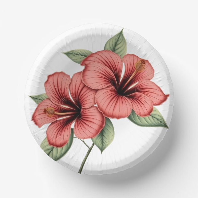Vintage Hibiscus Paper Plate (Front)