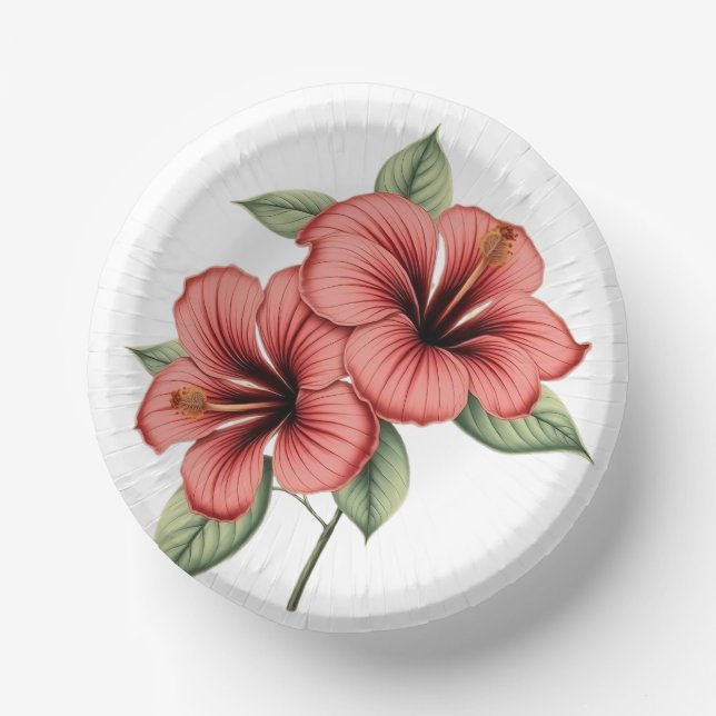 Vintage Hibiscus Paper Plate (Front)
