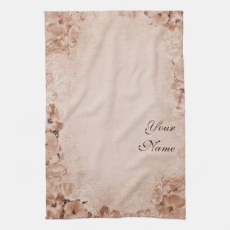 Vintage Hibiscus with your name Tea Towel