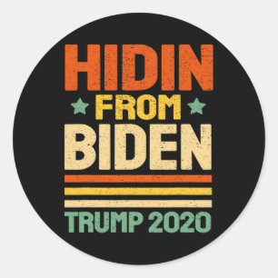 Vintage Hidin From Biden Trump 2020 Shirt Us Flag  Classic Round Sticker