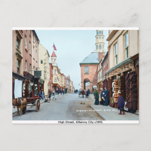 Vintage High St. Kilkenny city Ireland Postcard