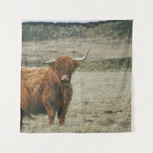 VINTAGE HIGHLAND CATTLE COW PHOTO TAPESTRY