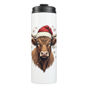 Vintage Highland Cow Christmas Design with Santa H Thermal Tumbler