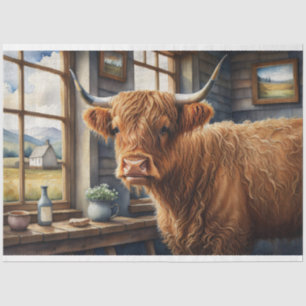 Vintage Highland Cow Decoupage  Tissue Paper