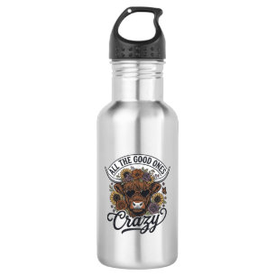 Vintage Highland Cow Floral Crazy Quote Design_1 532 Ml Water Bottle