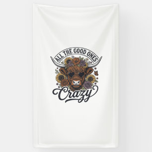Vintage Highland Cow Floral Crazy Quote Design_1 Banner