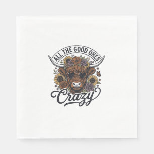 Vintage Highland Cow Floral Crazy Quote Design_1 Napkin
