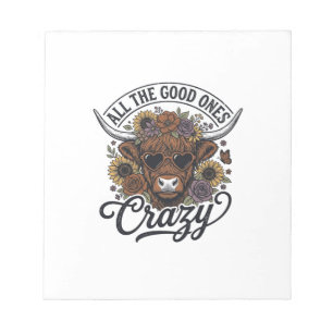Vintage Highland Cow Floral Crazy Quote Design_1 Notepad