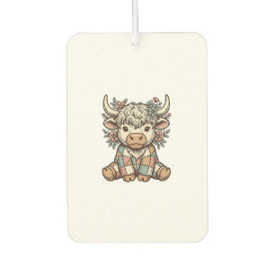 Vintage Highland Cow Floral Patchwork Shirt_1 Car Air Freshener