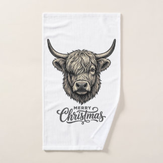 Vintage Highland Cow Merry Christmas Shirt_1 Hand Towel