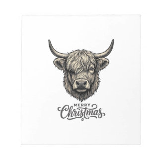 Vintage Highland Cow Merry Christmas Shirt_1 Notepad