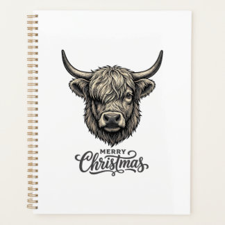Vintage Highland Cow Merry Christmas Shirt_1 Planner