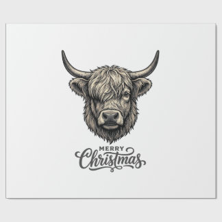 Vintage Highland Cow Merry Christmas Shirt_1 Wrapping Paper
