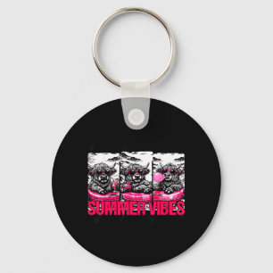 Vintage Highland Cow Summer Vibes Beach Vacation Key Ring